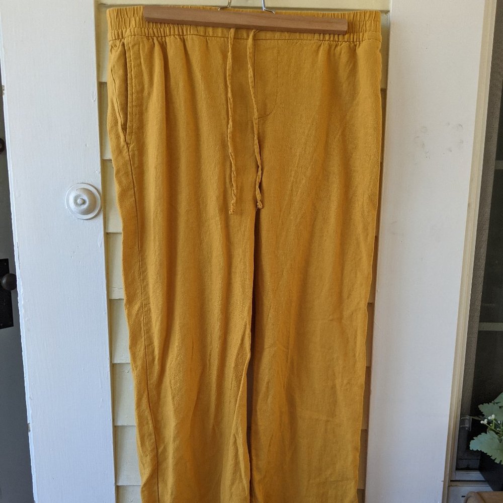 mustard draw string wide leg pants old navy